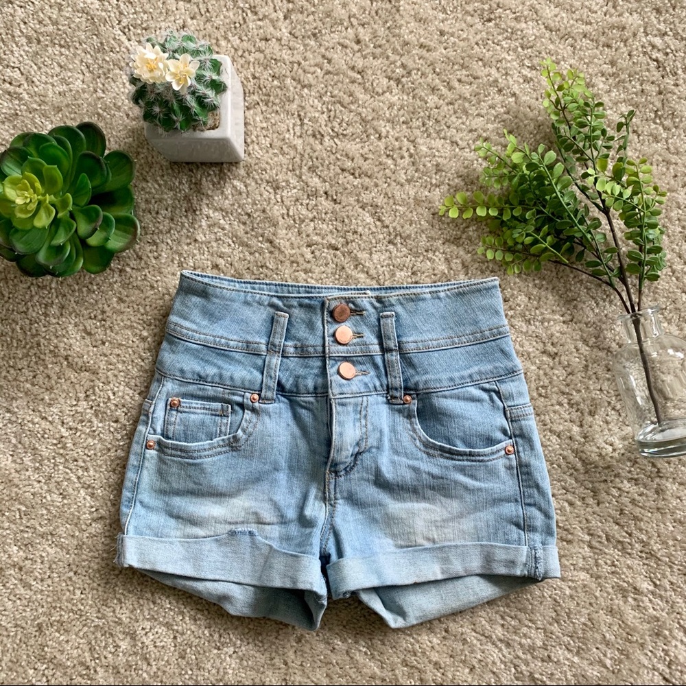 High waisted denim shorts
